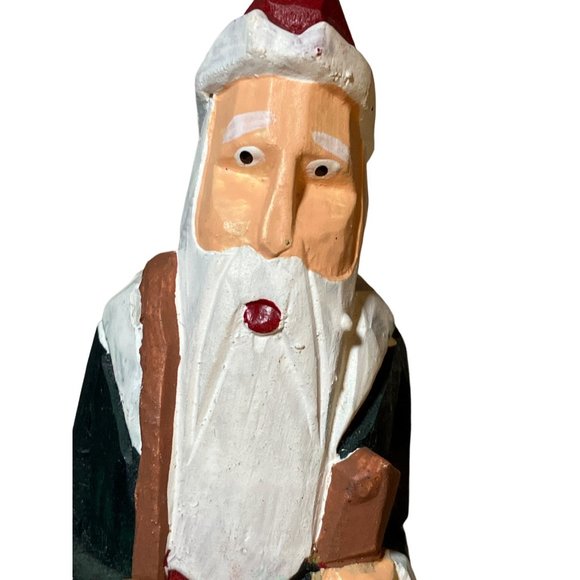 Carved Wooden Santa Holiday Home Decor Vintage Carved Wood Santa, 1992, - Picture 9 of 9
